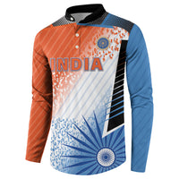 Custom India Cricket Button Sweatshirt Men In Blue Ashoka Chakra Pride
