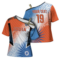 Custom India Cricket Cross Shoulder Shirt Men In Blue Ashoka Chakra Pride
