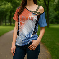 Custom India Cricket Cross Shoulder Shirt Men In Blue Ashoka Chakra Pride