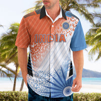 Custom India Cricket Hawaiian Shirt Men In Blue Ashoka Chakra Pride