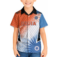 Custom India Cricket Hawaiian Shirt Men In Blue Ashoka Chakra Pride
