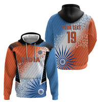 Custom India Cricket Hoodie Men In Blue Ashoka Chakra Pride