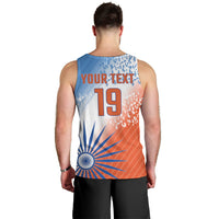 Custom India Cricket Men Tank Top Men In Blue Ashoka Chakra Pride