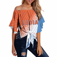 Custom India Cricket Off Shoulder Wrap Waist Top Men In Blue Ashoka Chakra Pride