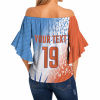 Custom India Cricket Off Shoulder Wrap Waist Top Men In Blue Ashoka Chakra Pride
