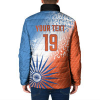 Custom India Cricket Padded Jacket Men In Blue Ashoka Chakra Pride