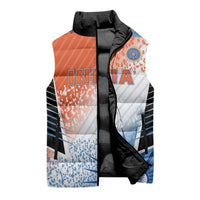 Custom India Cricket Sleeveless Puffer Jacket Men In Blue Ashoka Chakra Pride
