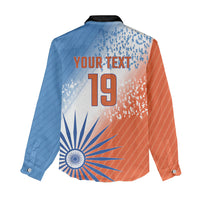Custom India Cricket Women Casual Shirt Men In Blue Ashoka Chakra Pride