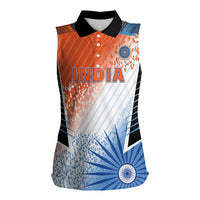 Custom India Cricket Women Sleeveless Polo Shirt Men In Blue Ashoka Chakra Pride