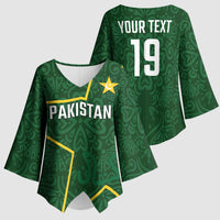 Custom Pakistan Cricket Kimono Sleeve Blouse Shaheens Crescent Star Spirit