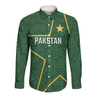 Custom Pakistan Cricket Long Sleeve Button Shirt Shaheens Crescent Star Spirit