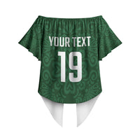 Custom Pakistan Cricket Off Shoulder Wrap Waist Top Shaheens Crescent Star Spirit