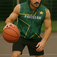 Custom Pakistan Cricket Sleeveless Zip Hoodie Shaheens Crescent Star Spirit