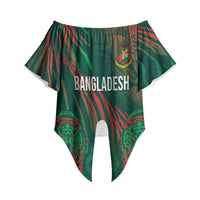 Custom Bangladesh Cricket Off Shoulder Wrap Waist Top Royal Bengal Tiger Spirit
