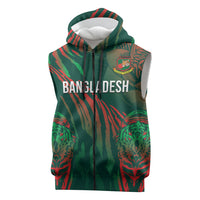 Custom Bangladesh Cricket Sleeveless Zip Hoodie Royal Bengal Tiger Spirit