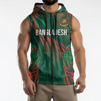 Custom Bangladesh Cricket Sleeveless Zip Hoodie Royal Bengal Tiger Spirit