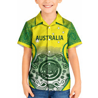 Custom Australia Cricket Kid Hawaiian Shirt Aboriginal Kangaroo Southern Cross