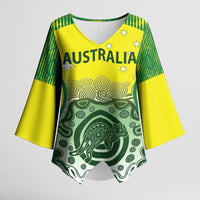 Custom Australia Cricket Kimono Sleeve Blouse Aboriginal Kangaroo Southern Cross
