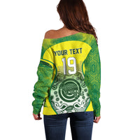 Custom Australia Cricket Off Shoulder Sweater Aboriginal Kangaroo Southern Cross