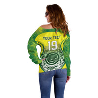 Custom Australia Cricket Off Shoulder Sweater Aboriginal Kangaroo Southern Cross