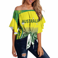 Custom Australia Cricket Off Shoulder Wrap Waist Top Aboriginal Kangaroo Southern Cross