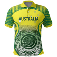 Custom Australia Cricket Polo Shirt Aboriginal Kangaroo Southern Cross