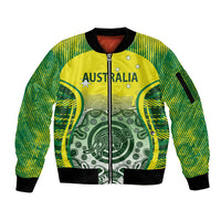 Custom Australia Cricket Sleeve Zip Bomber Jacket Aboriginal Kangaroo Southern Cross
