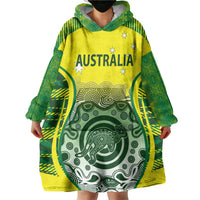 Custom Australia Cricket Wearable Blanket Hoodie Aboriginal Kangaroo Southern Cross