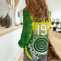 Custom Australia Cricket Women Casual Shirt Aboriginal Kangaroo Southern Cross