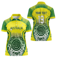 Custom Australia Cricket Women Polo Shirt Aboriginal Kangaroo Southern Cross