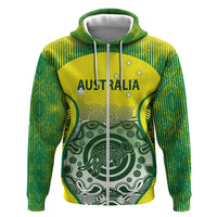 Custom Australia Cricket Zip Hoodie Aboriginal Kangaroo Southern Cross
