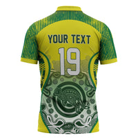 Custom Australia Cricket Zipper Polo Shirt Aboriginal Kangaroo Southern Cross