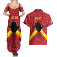Personalized Anglesey Ynys Mon Couples Matching Summer Maxi Dress and Hawaiian Shirt Map and Emblem Celtic Style - Wonder Print Shop