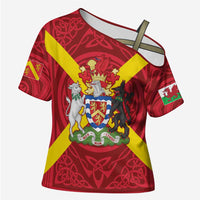 Personalized Anglesey Ynys Mon Cross Shoulder Shirt Map and Emblem Celtic Style - Wonder Print Shop