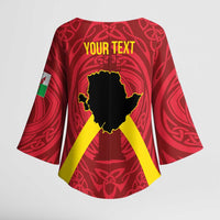 Personalized Anglesey Ynys Mon Kimono Sleeve Blouse Map and Emblem Celtic Style - Wonder Print Shop