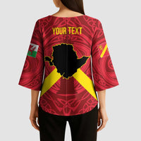 Personalized Anglesey Ynys Mon Kimono Sleeve Blouse Map and Emblem Celtic Style - Wonder Print Shop