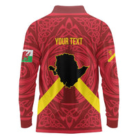 Personalized Anglesey Ynys Mon Long Sleeve Polo Shirt Map and Emblem Celtic Style - Wonder Print Shop