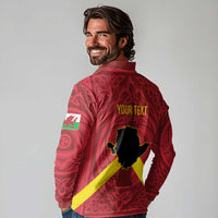 Personalized Anglesey Ynys Mon Long Sleeve Polo Shirt Map and Emblem Celtic Style - Wonder Print Shop