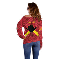 Personalized Anglesey Ynys Mon Off Shoulder Sweater Map and Emblem Celtic Style - Wonder Print Shop