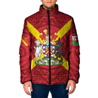 Personalized Anglesey Ynys Mon Padded Jacket Map and Emblem Celtic Style - Wonder Print Shop