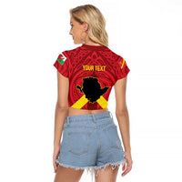 Personalized Anglesey Ynys Mon Raglan Cropped T Shirt Map and Emblem Celtic Style - Wonder Print Shop