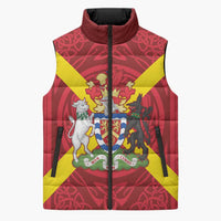 Personalized Anglesey Ynys Mon Sleeveless Puffer Jacket Map and Emblem Celtic Style - Wonder Print Shop