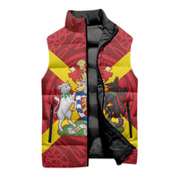 Personalized Anglesey Ynys Mon Sleeveless Puffer Jacket Map and Emblem Celtic Style - Wonder Print Shop