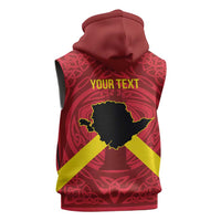 Personalized Anglesey Ynys Mon Sleeveless Zip Hoodie Map and Emblem Celtic Style - Wonder Print Shop