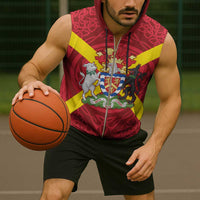 Personalized Anglesey Ynys Mon Sleeveless Zip Hoodie Map and Emblem Celtic Style - Wonder Print Shop