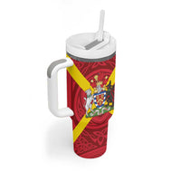 Personalized Anglesey Ynys Mon Tumbler With Handle Map and Emblem Celtic Style - Wonder Print Shop