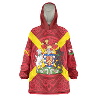 Personalized Anglesey Ynys Mon Wearable Blanket Hoodie Map and Emblem Celtic Style - Wonder Print Shop