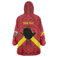 Personalized Anglesey Ynys Mon Wearable Blanket Hoodie Map and Emblem Celtic Style - Wonder Print Shop