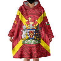 Personalized Anglesey Ynys Mon Wearable Blanket Hoodie Map and Emblem Celtic Style - Wonder Print Shop
