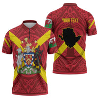 Personalized Anglesey Ynys Mon Zipper Polo Shirt Map and Emblem Celtic Style - Wonder Print Shop